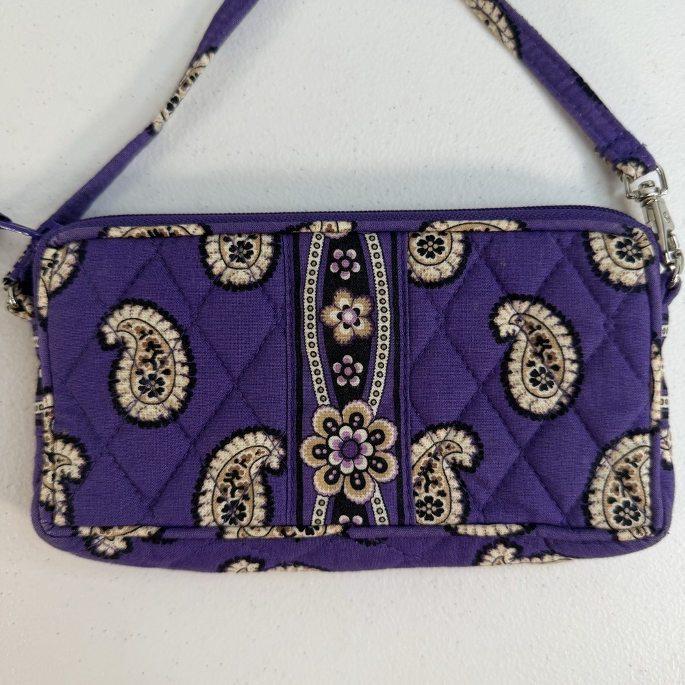 Vera Bradley Simply Violet Wristlet Wallet Purple Floral Paisley Zip ID Card - Picture 3 of 14